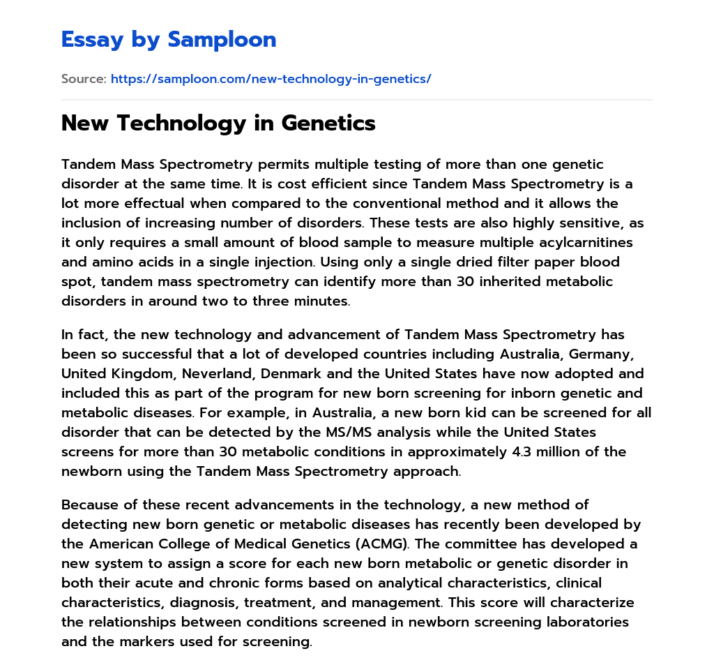 New Technology in Genetics essay