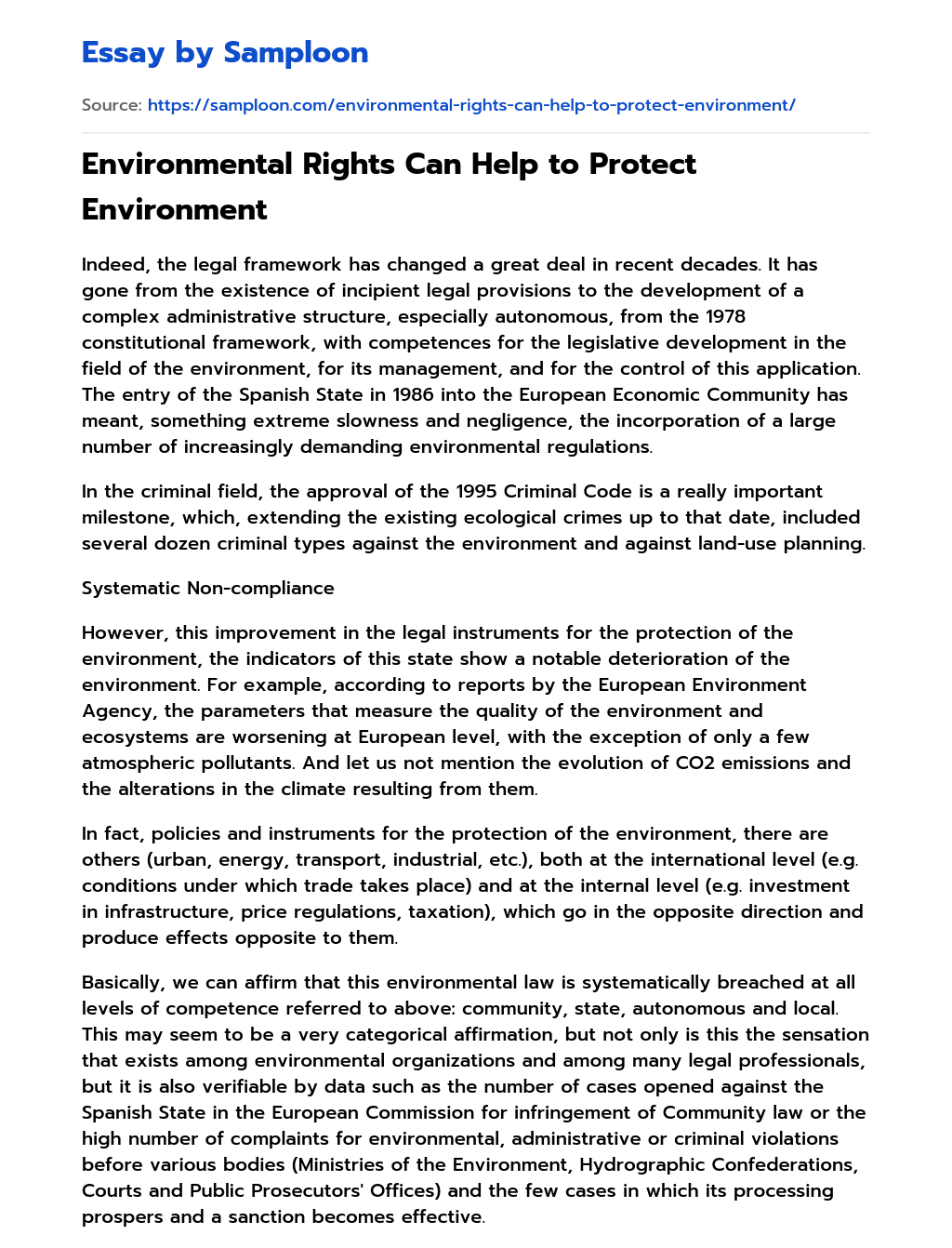 Environmental Rights Can Help to Protect Environment essay