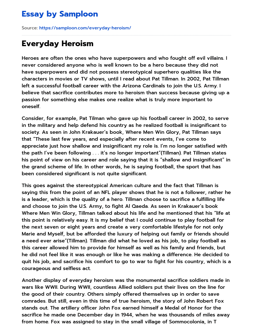 Everyday Heroism essay