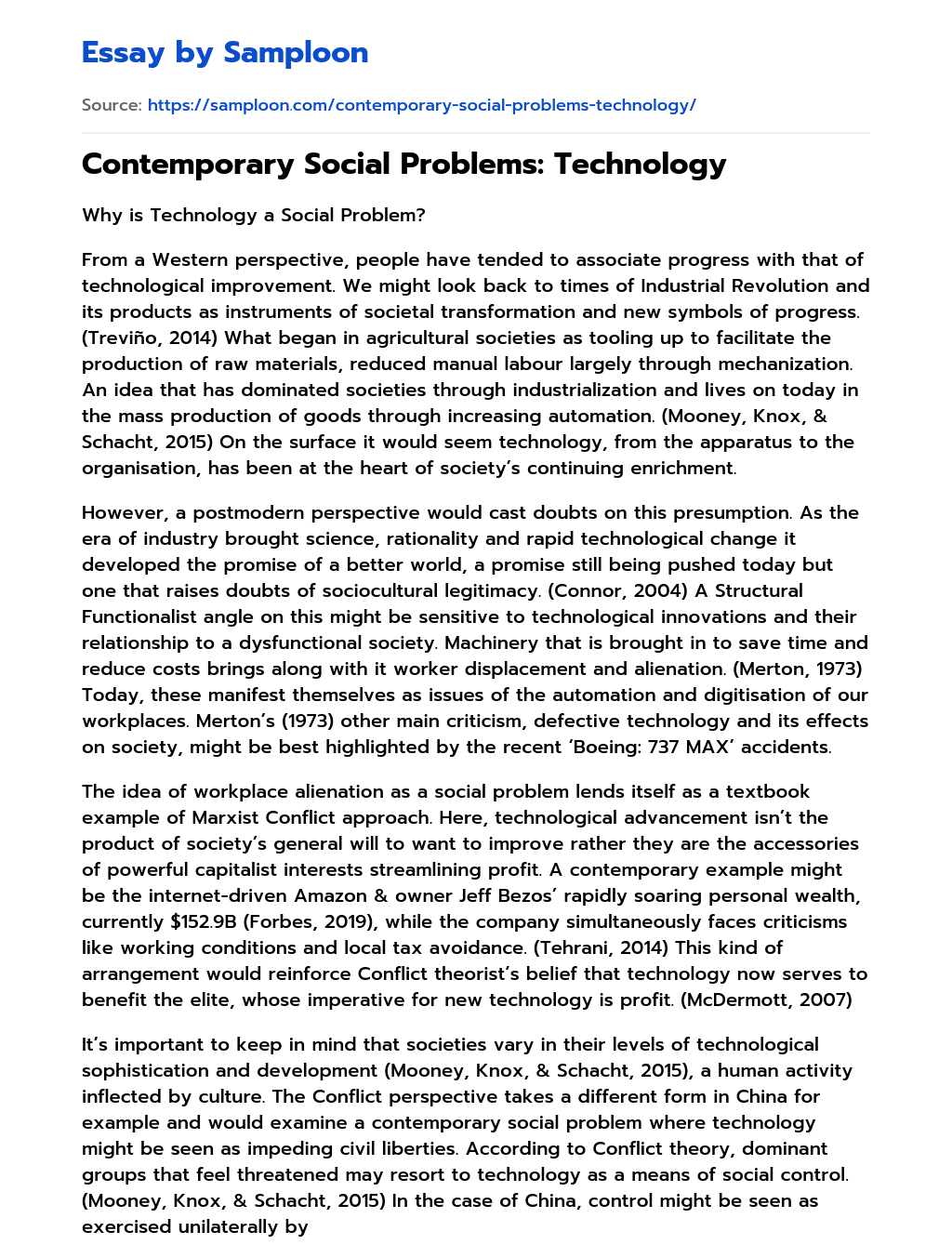 Contemporary Social Problems: Technology essay