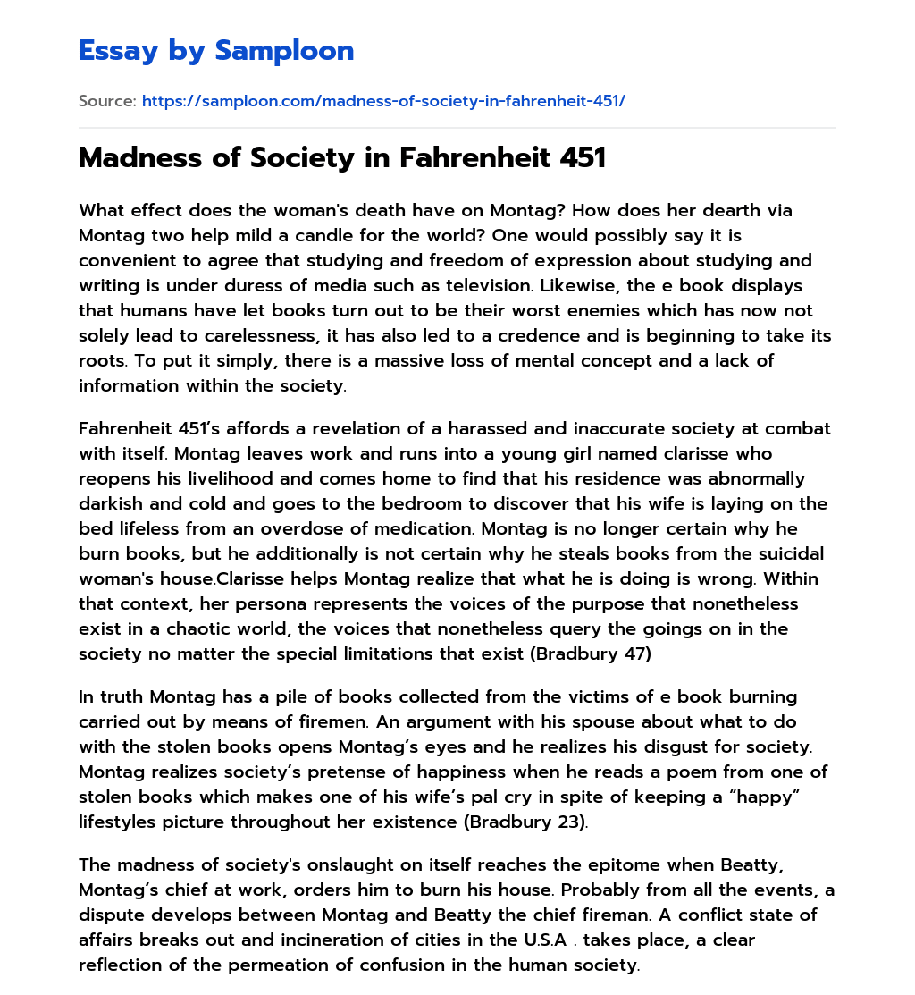 Madness of Society in Fahrenheit 451 Book Review essay