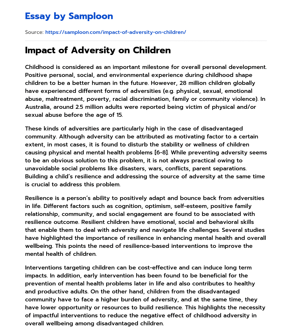 Impact of Adversity on Children essay