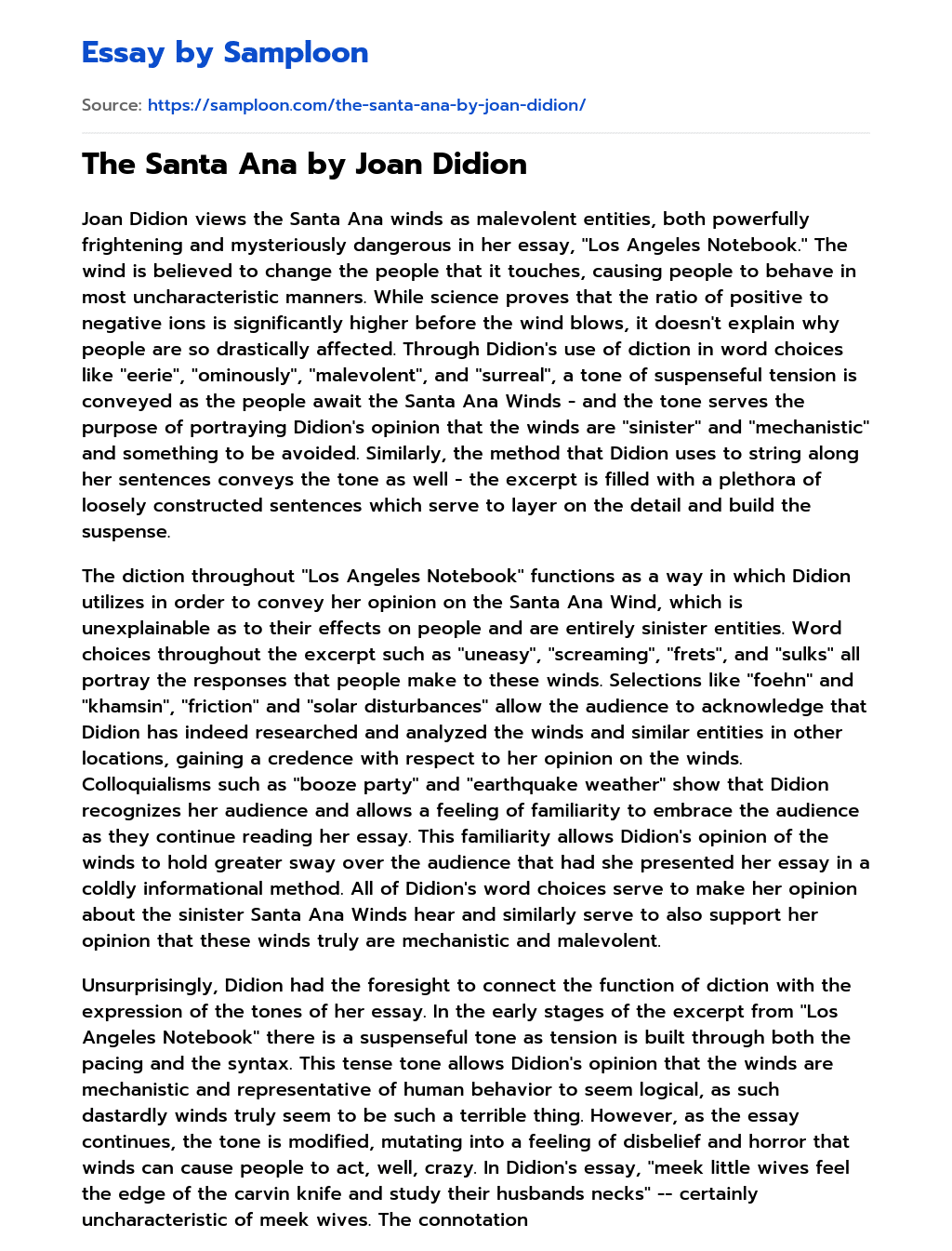 The Santa Ana by Joan Didion essay