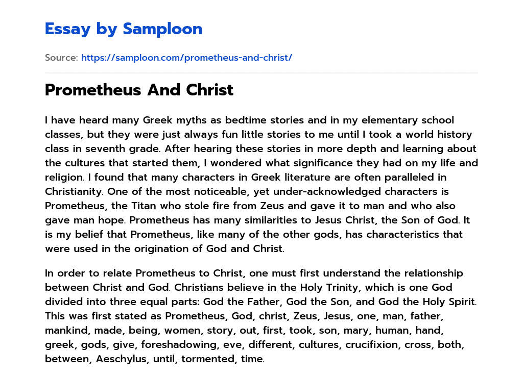 Prometheus And Christ essay