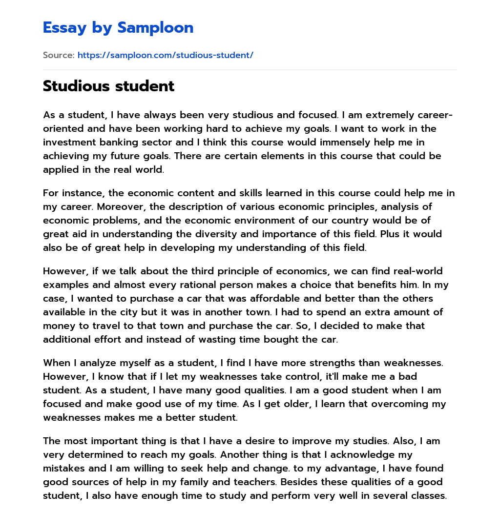 Studious student essay