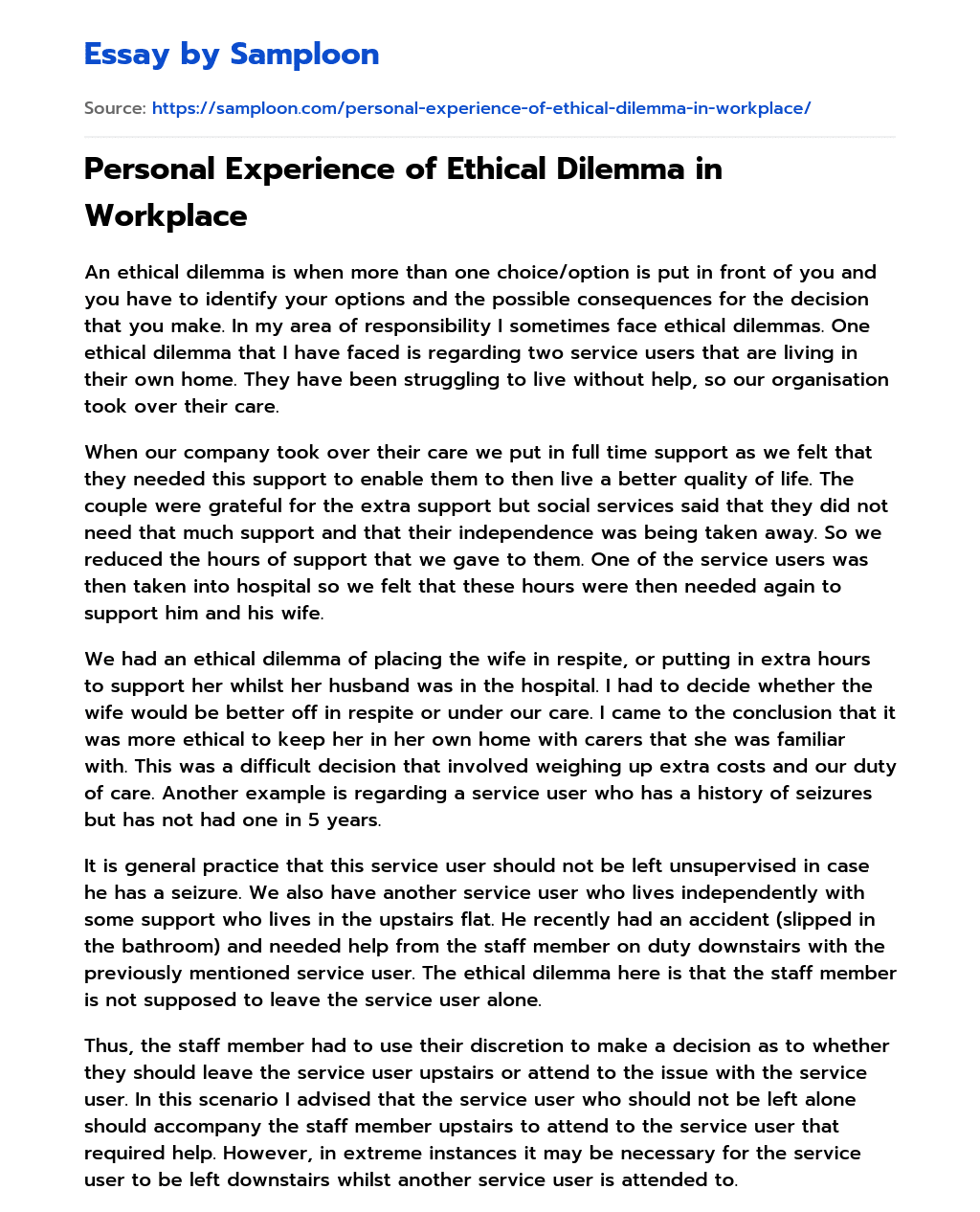 moral dilemma essay conclusion