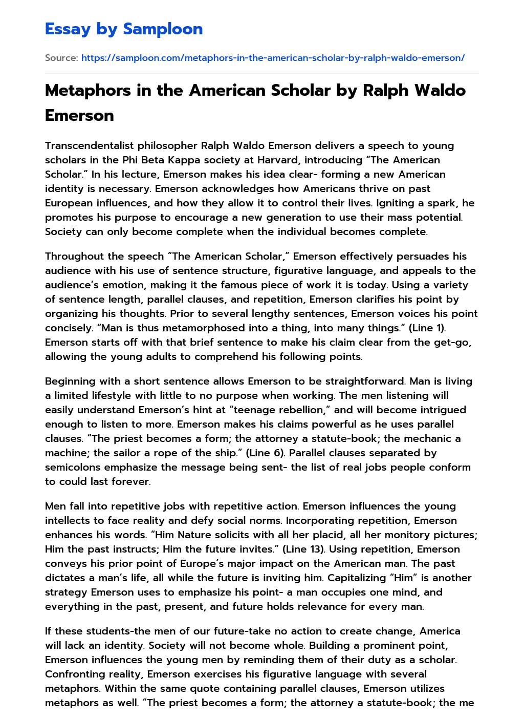 emerson from education essay