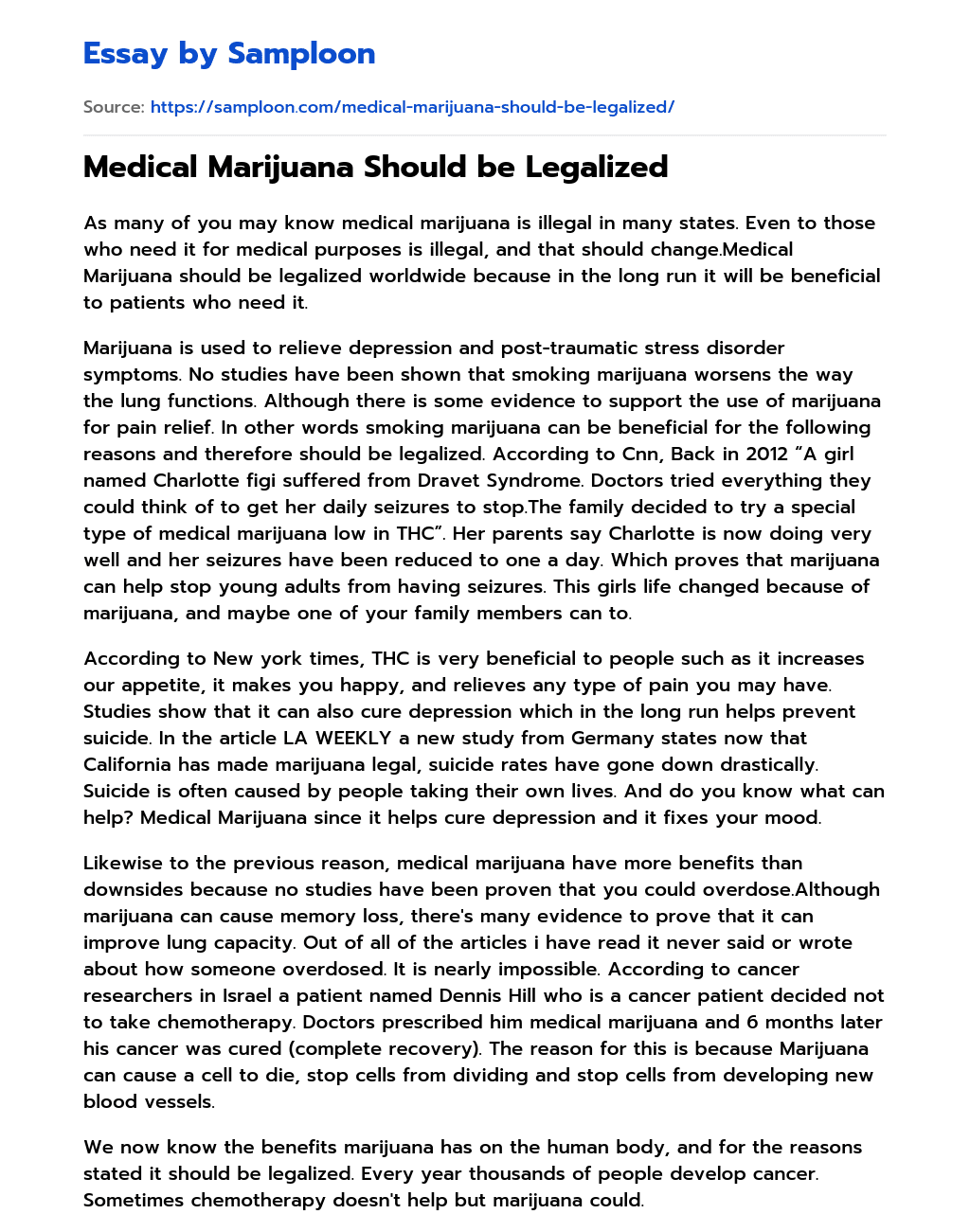 Pro drug legalization essays