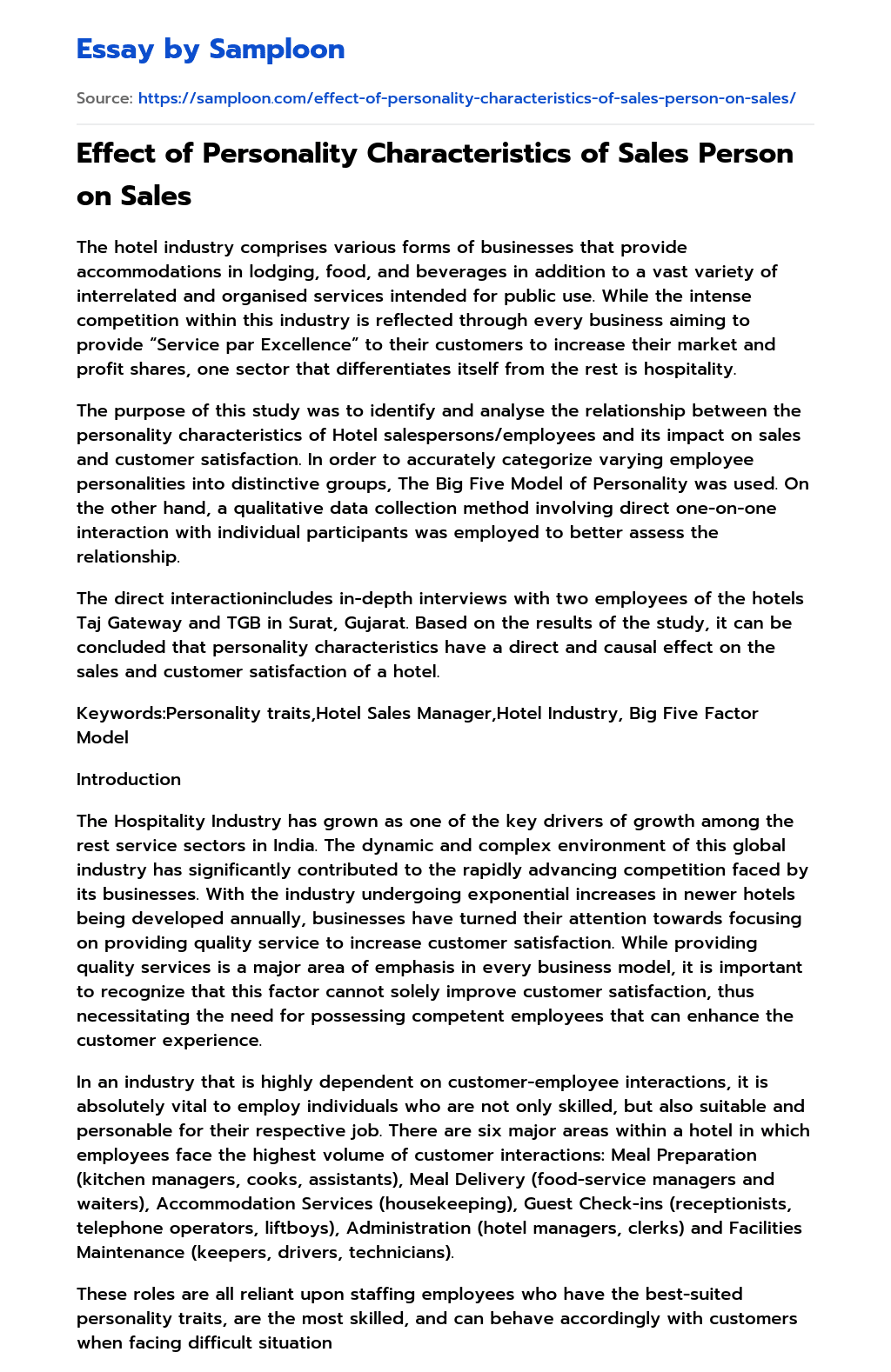 essay about successful salesperson