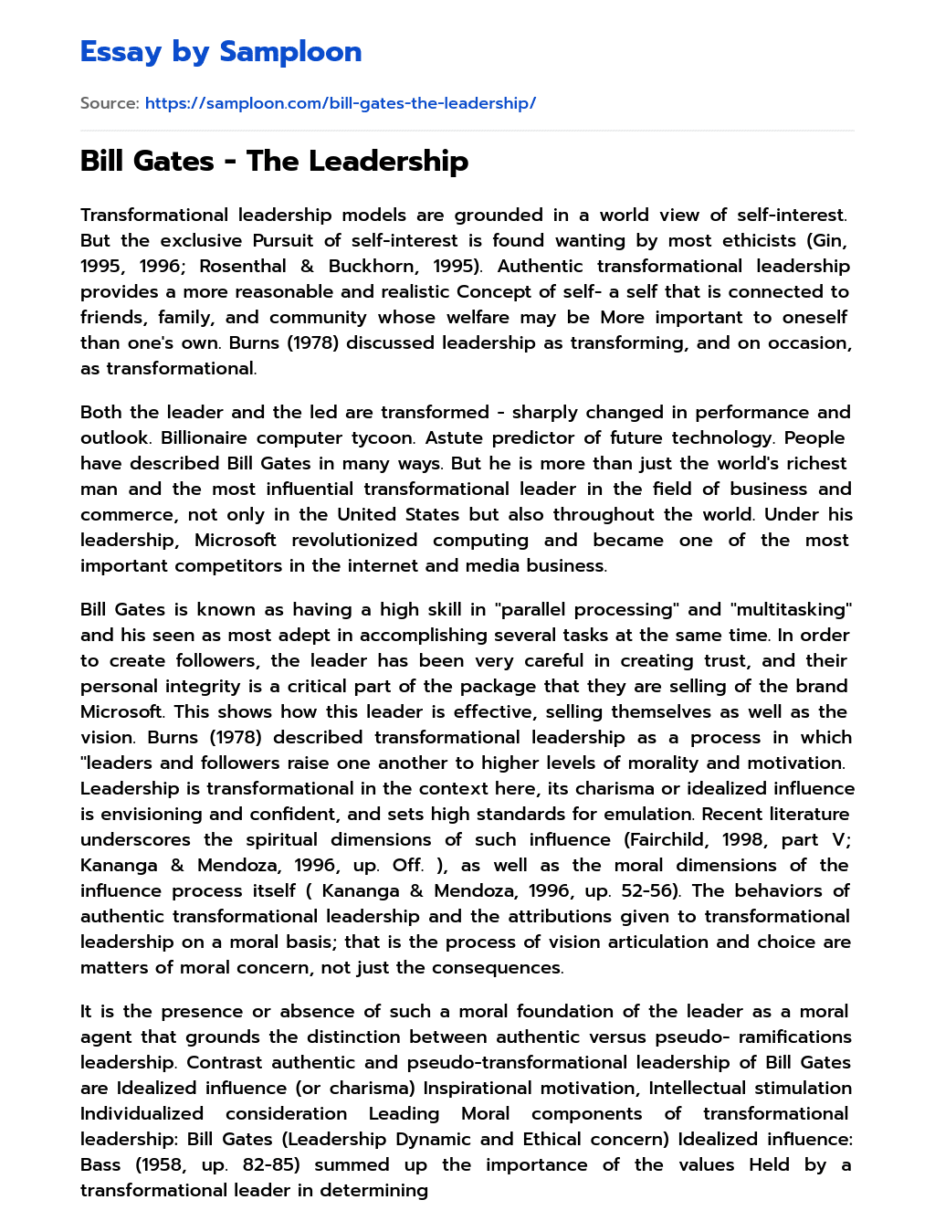 Bill Gates – The Leadership essay
