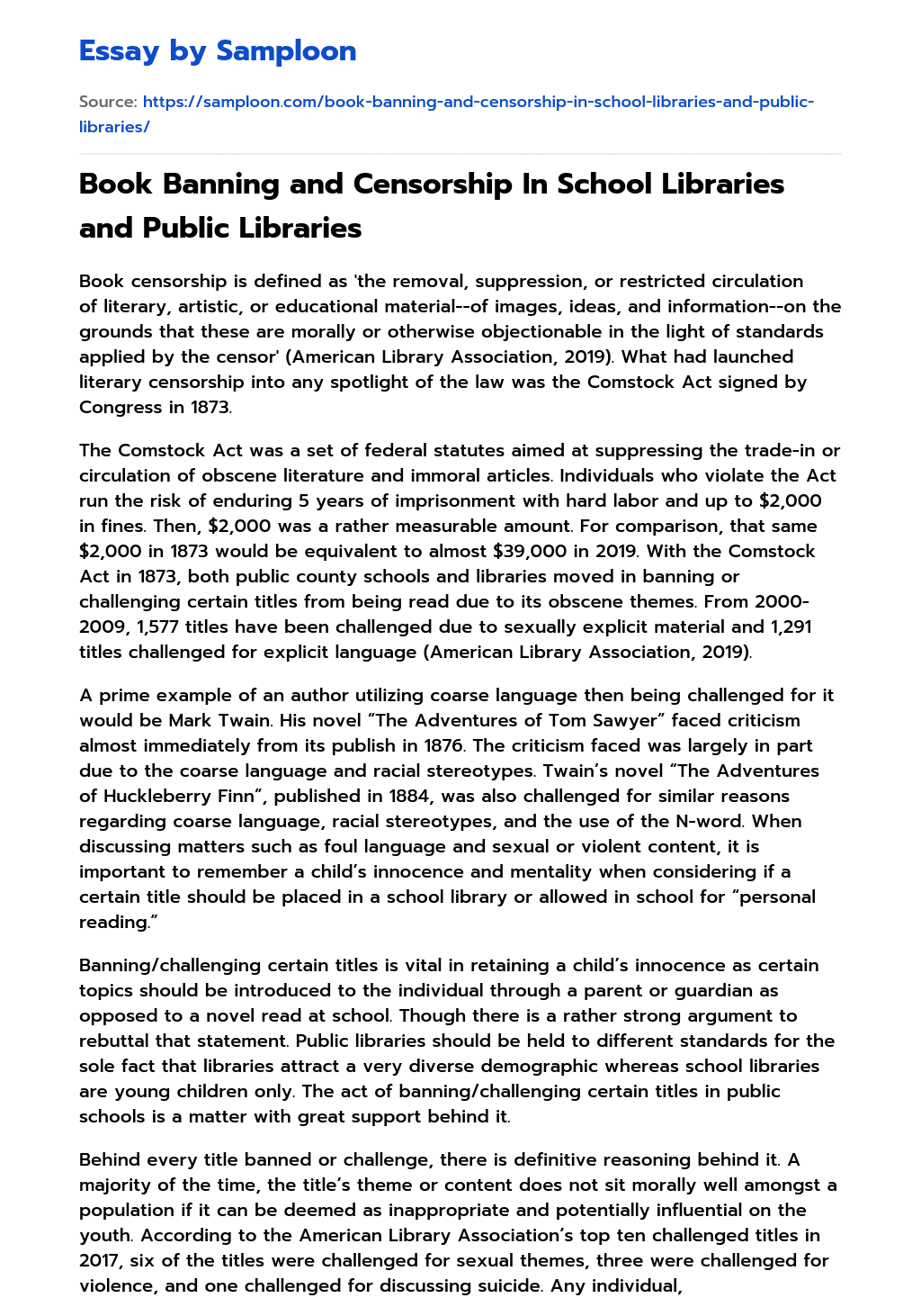 censorship in libraries essay