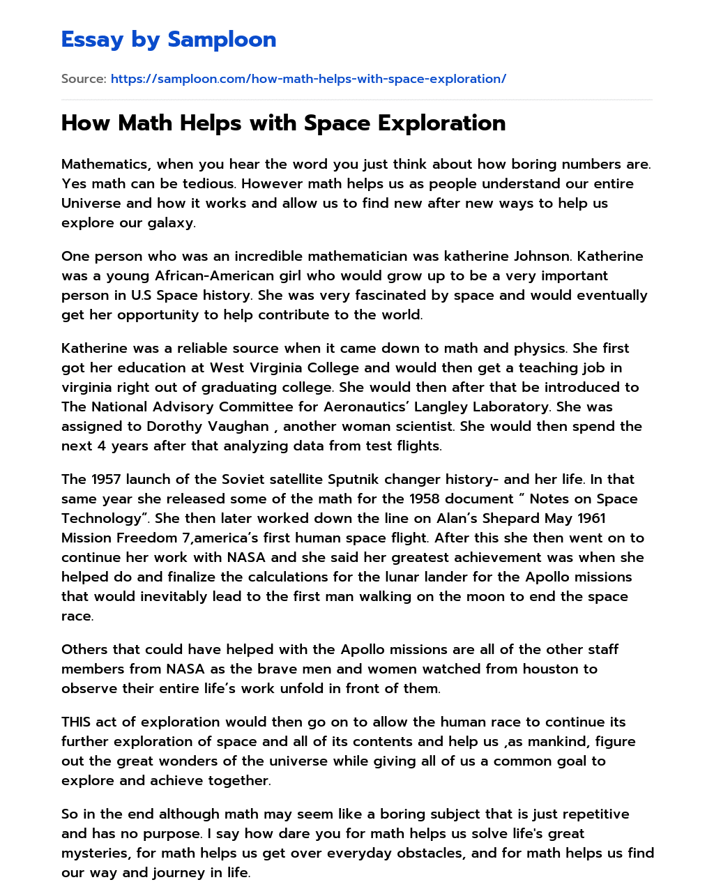 How Math Helps with Space Exploration essay