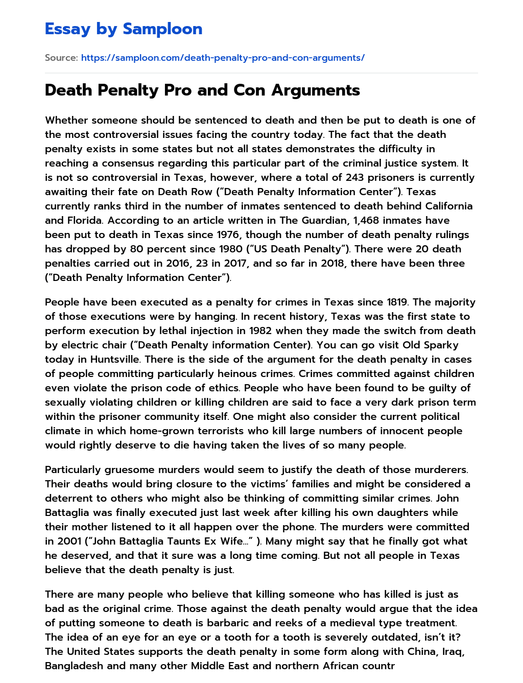 yes to death penalty essay