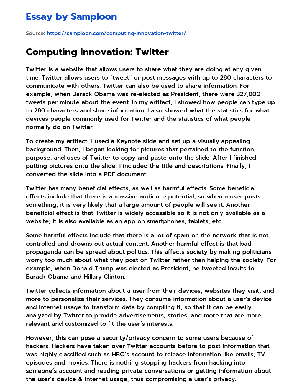 Computing Innovation: Twitter essay