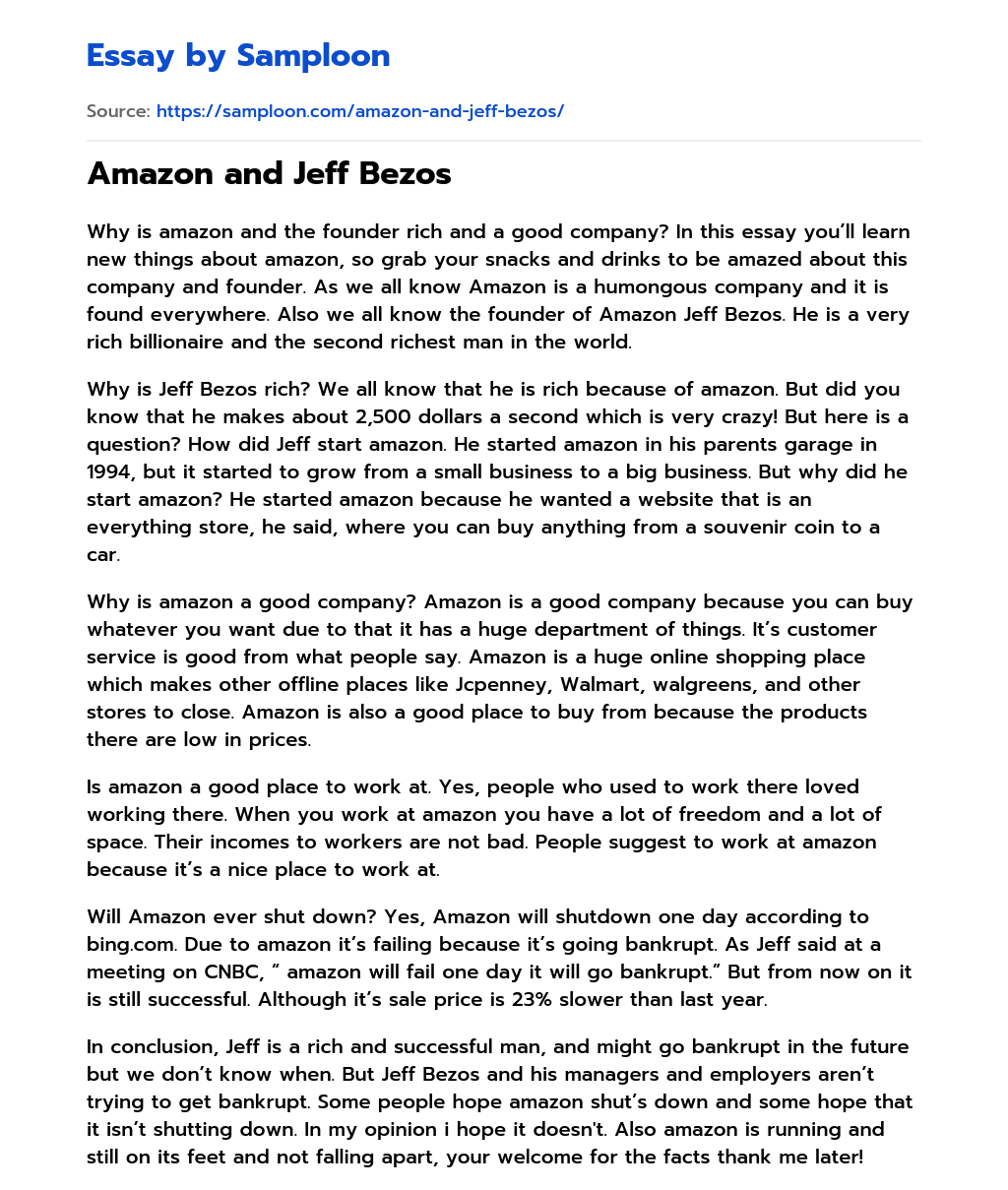 Amazon and Jeff Bezos essay