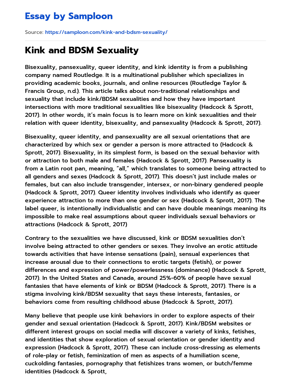 Kink and BDSM Sexuality essay