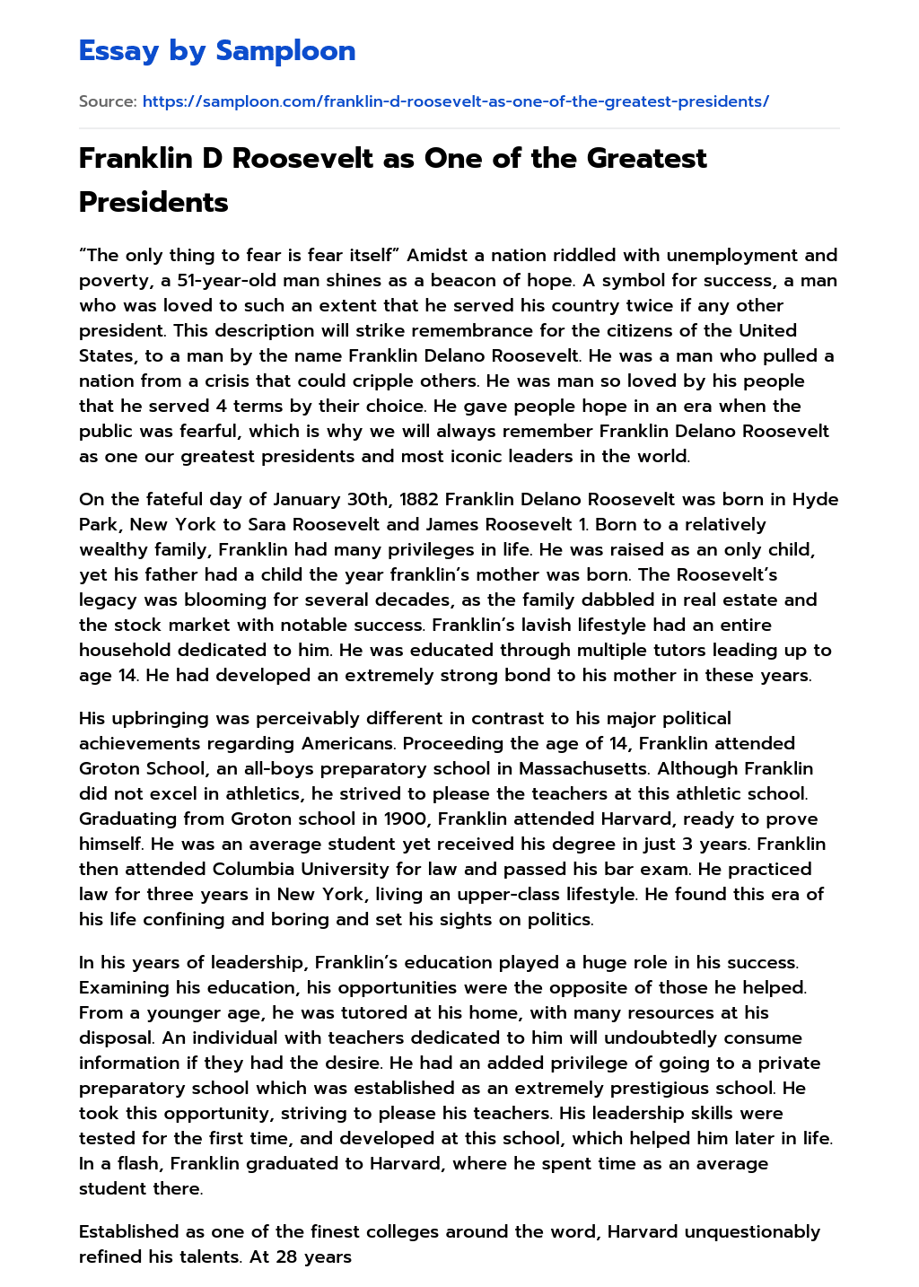 qualities of a good president essay