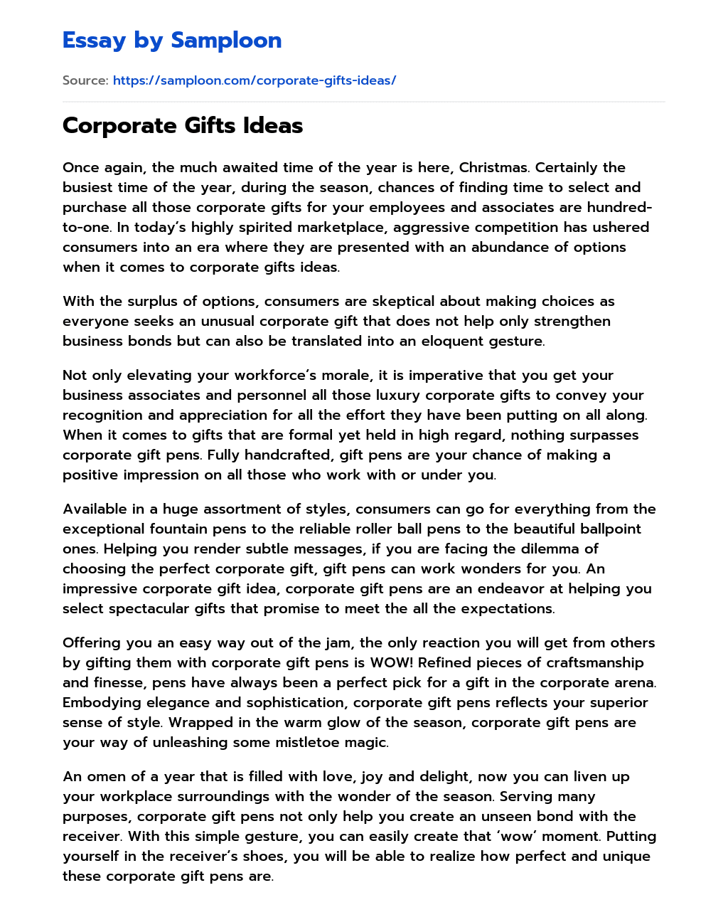 Corporate Gifts Ideas essay