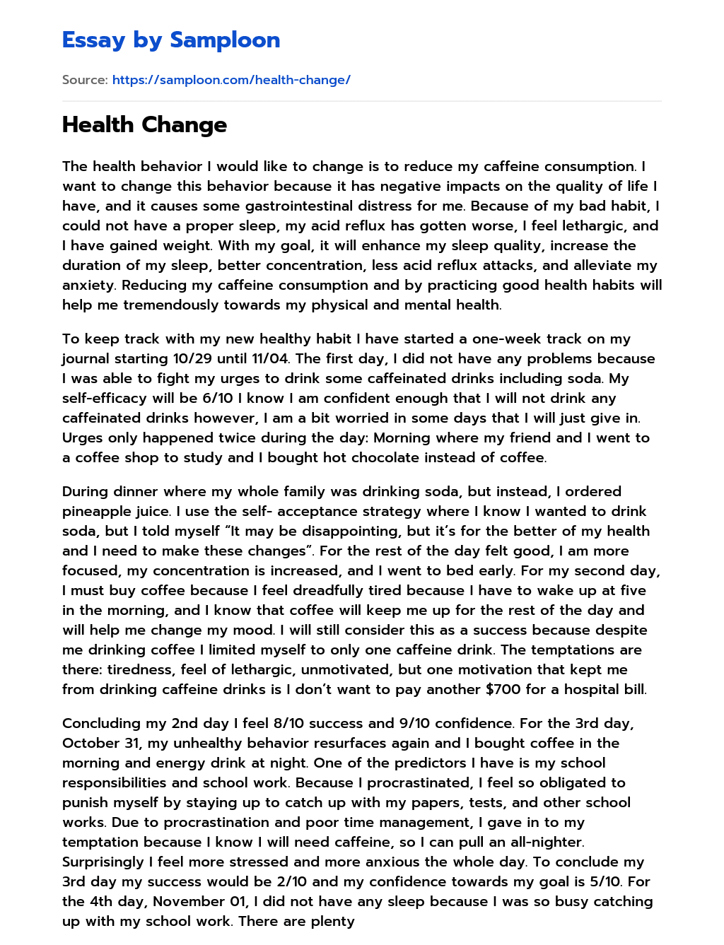 Health Change essay