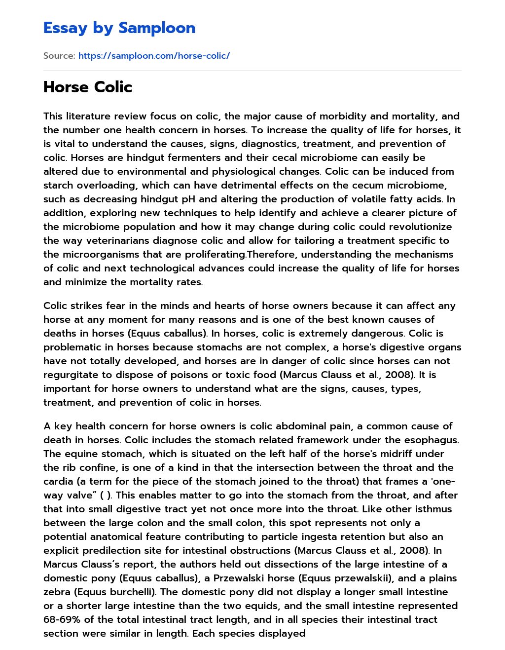 Horse Colic essay