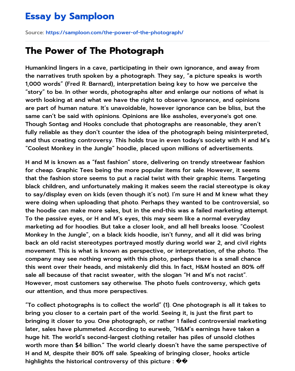 The Power of The Photograph essay