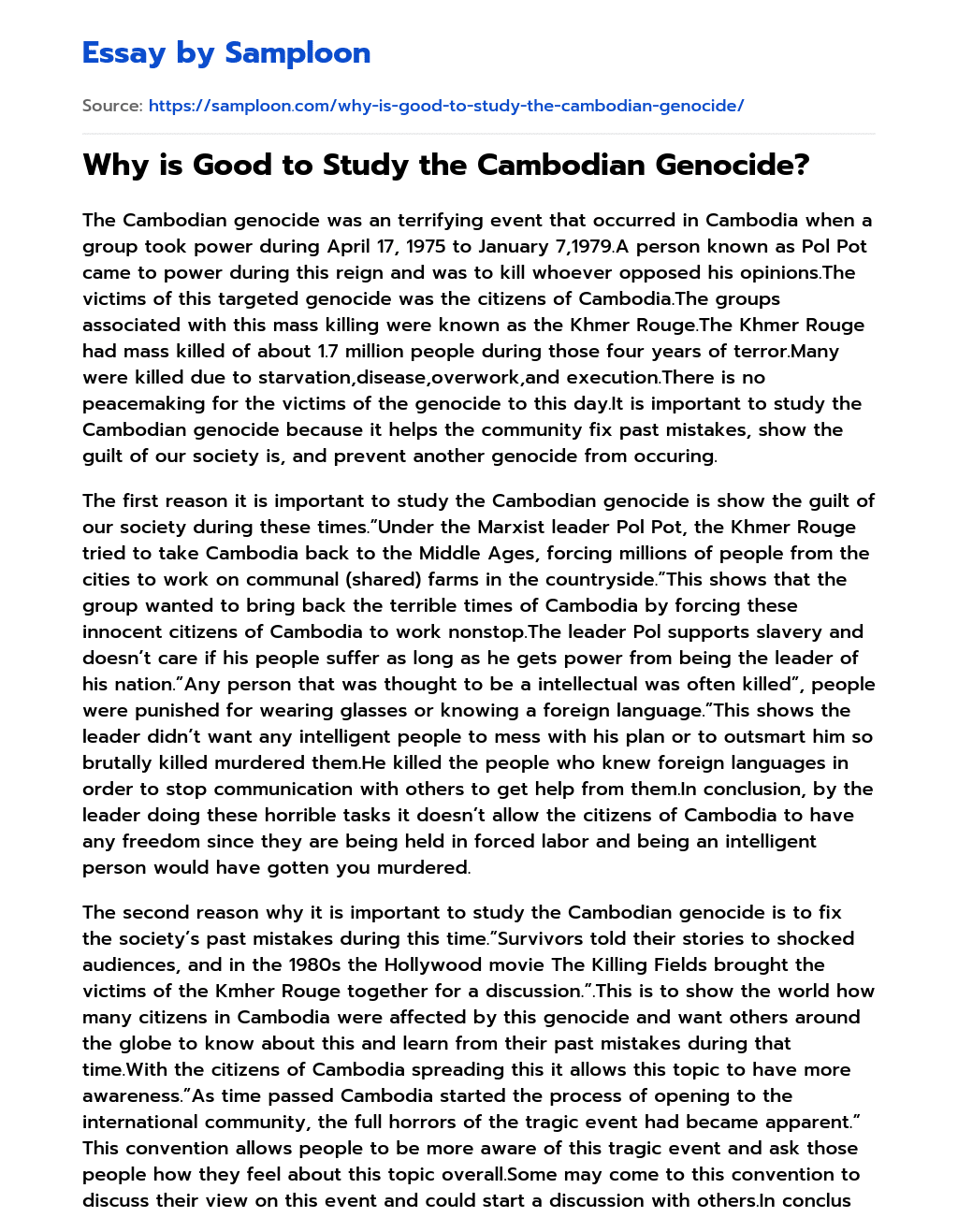 essay about genocide