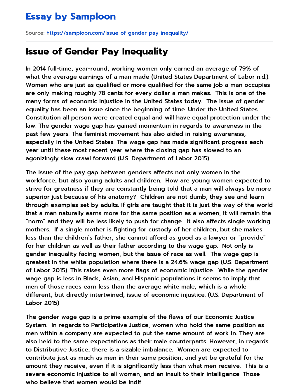 gender wage gap essay topics