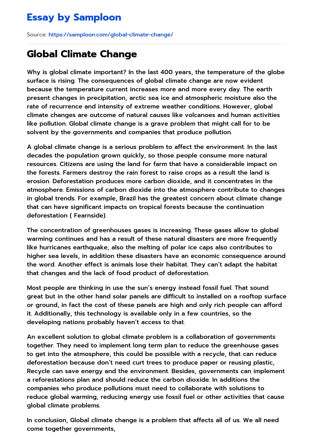 example of informative essay about climate change