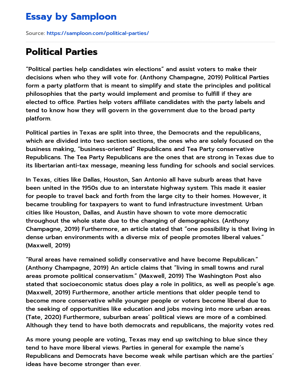 Political Parties essay