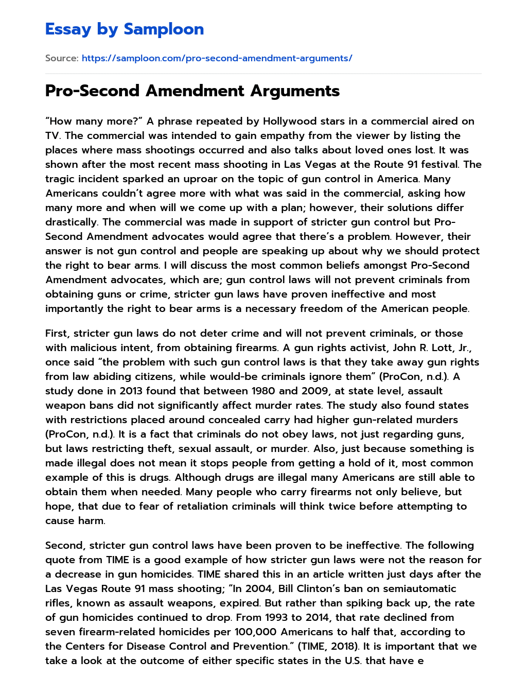 Pro-Second Amendment Arguments essay