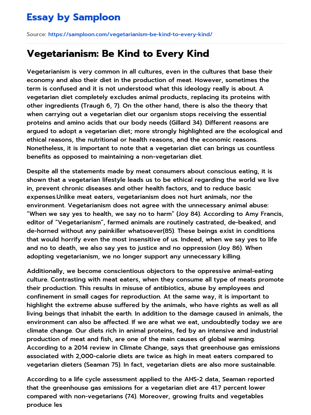 vegetarianism opinion essay