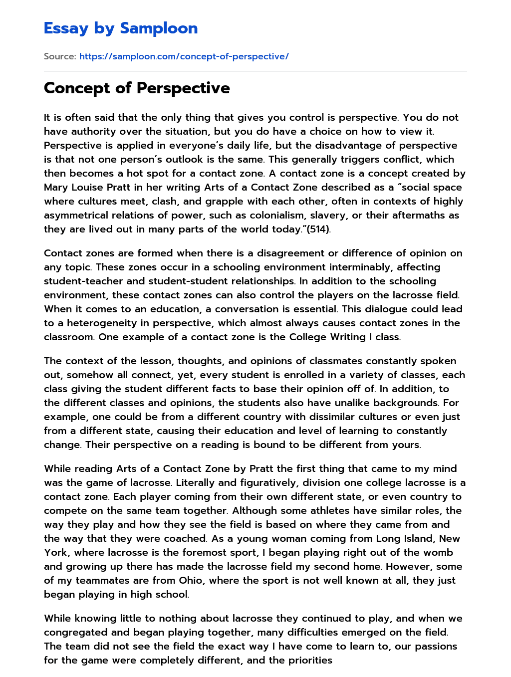 personal perspective essay format