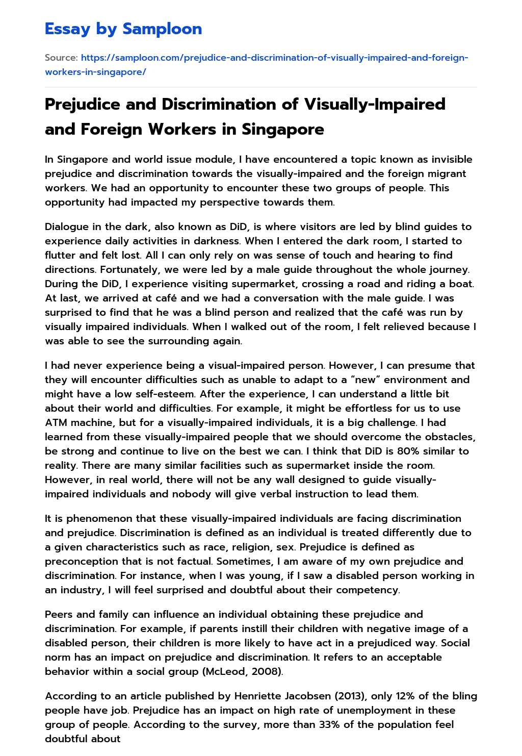 foreign workers essay