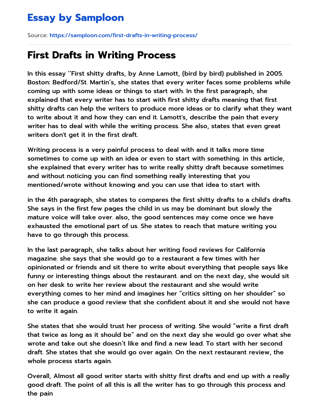 write a first draft of an essay