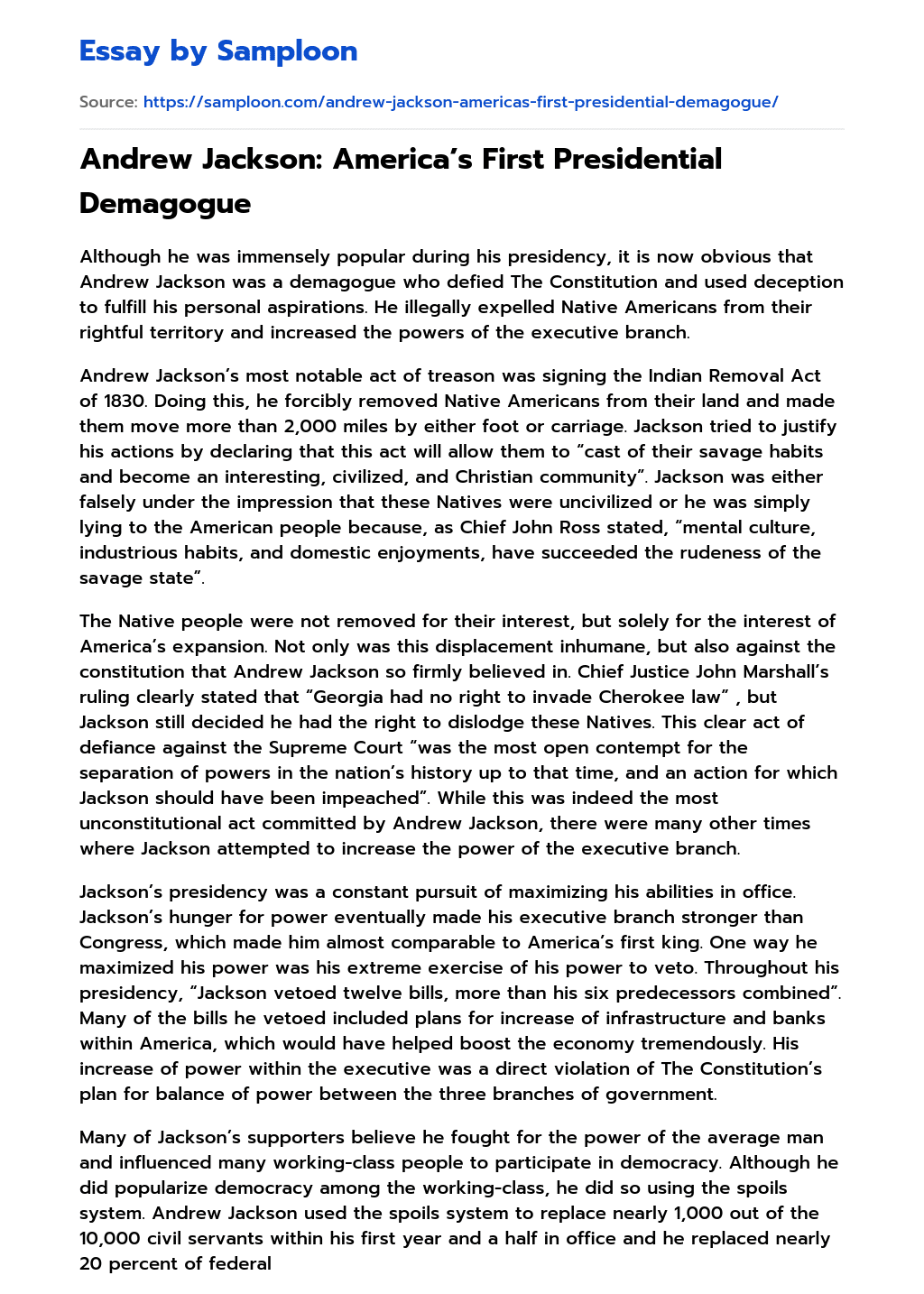 andrew-jackson-america-s-first-presidential-demagogue-free-essay