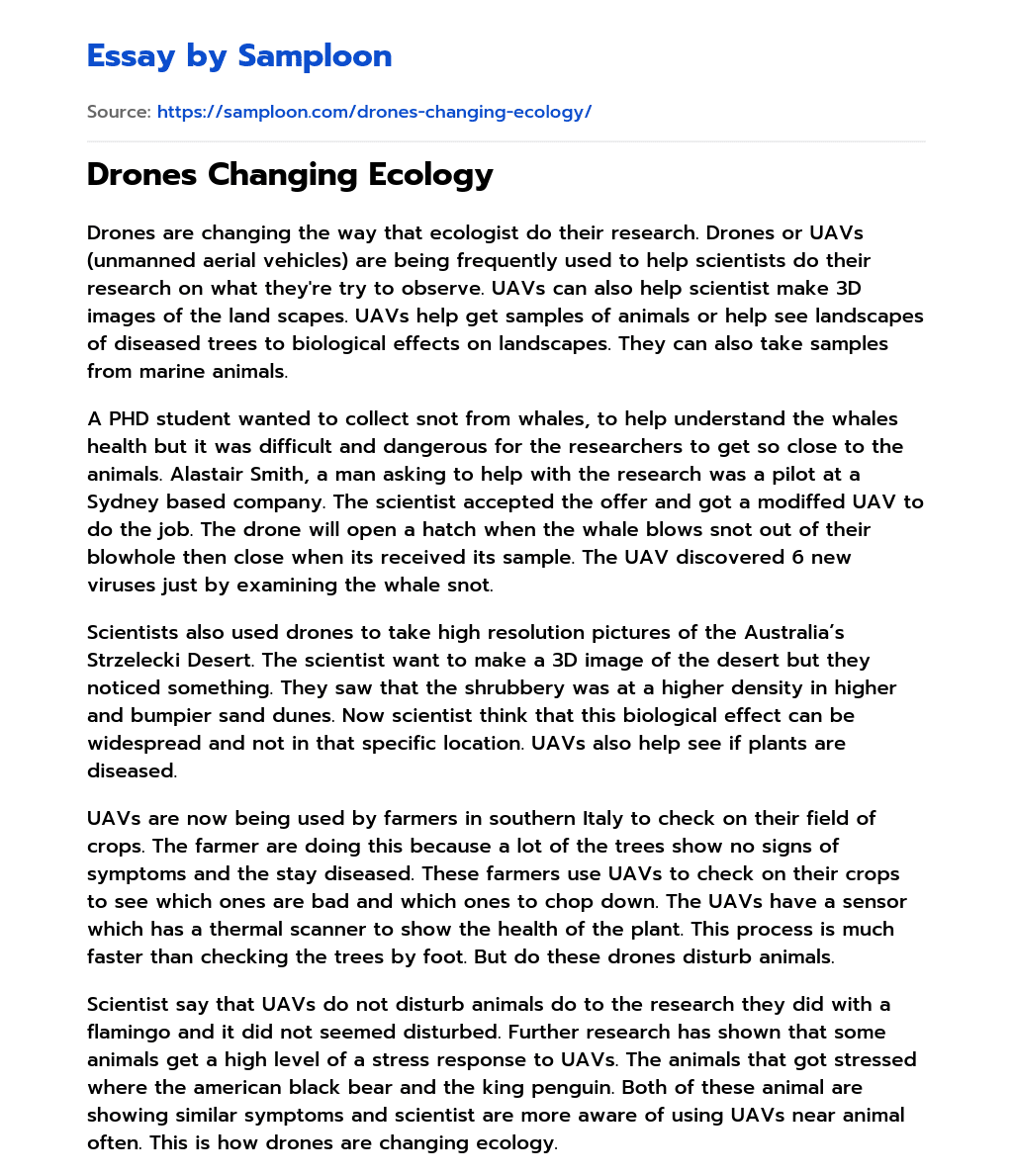 Drones Changing Ecology essay