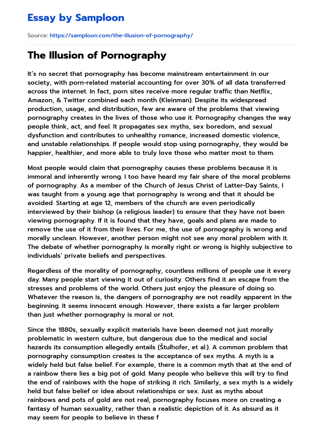 The Illusion of Pornography essay