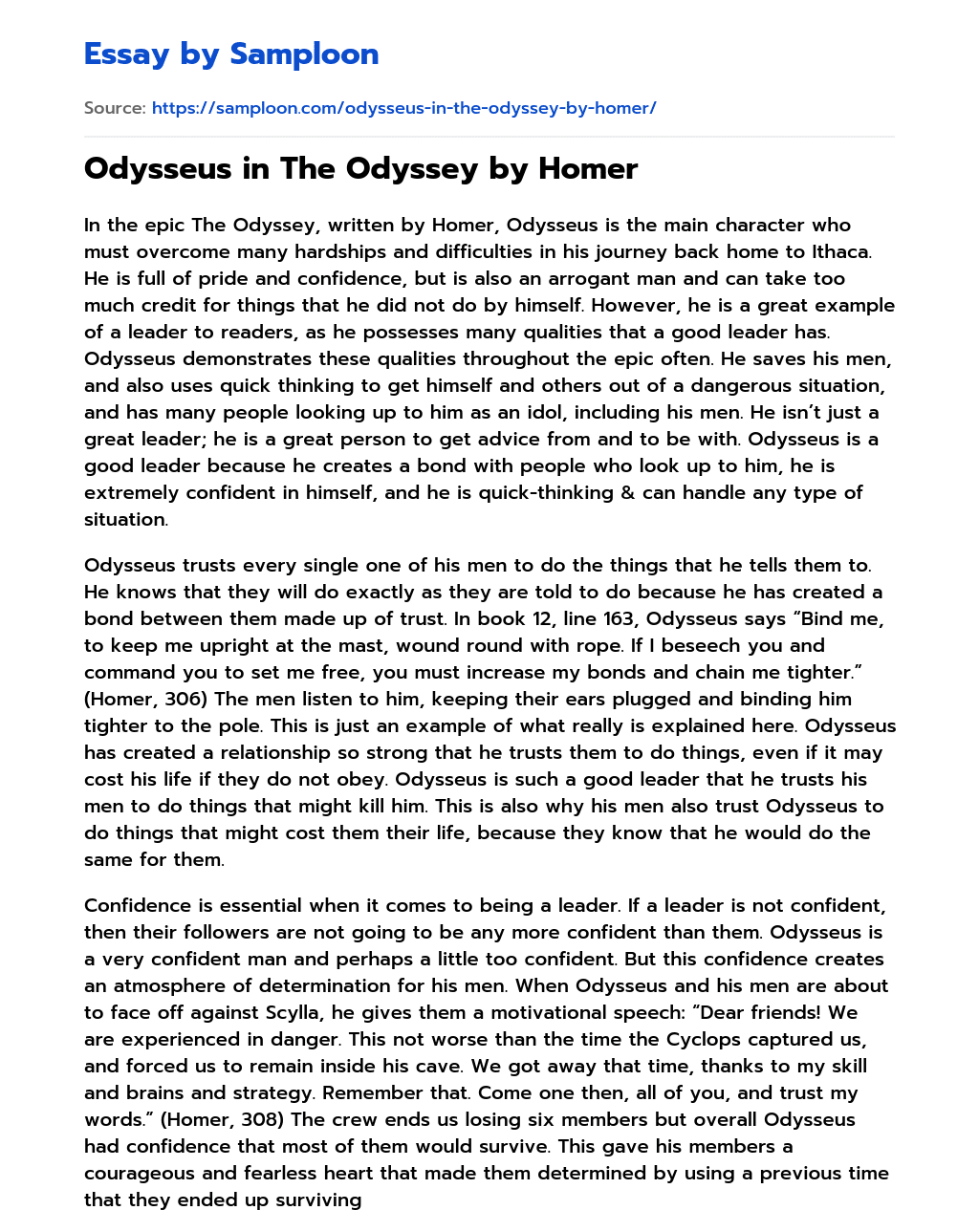 informative essay on odysseus