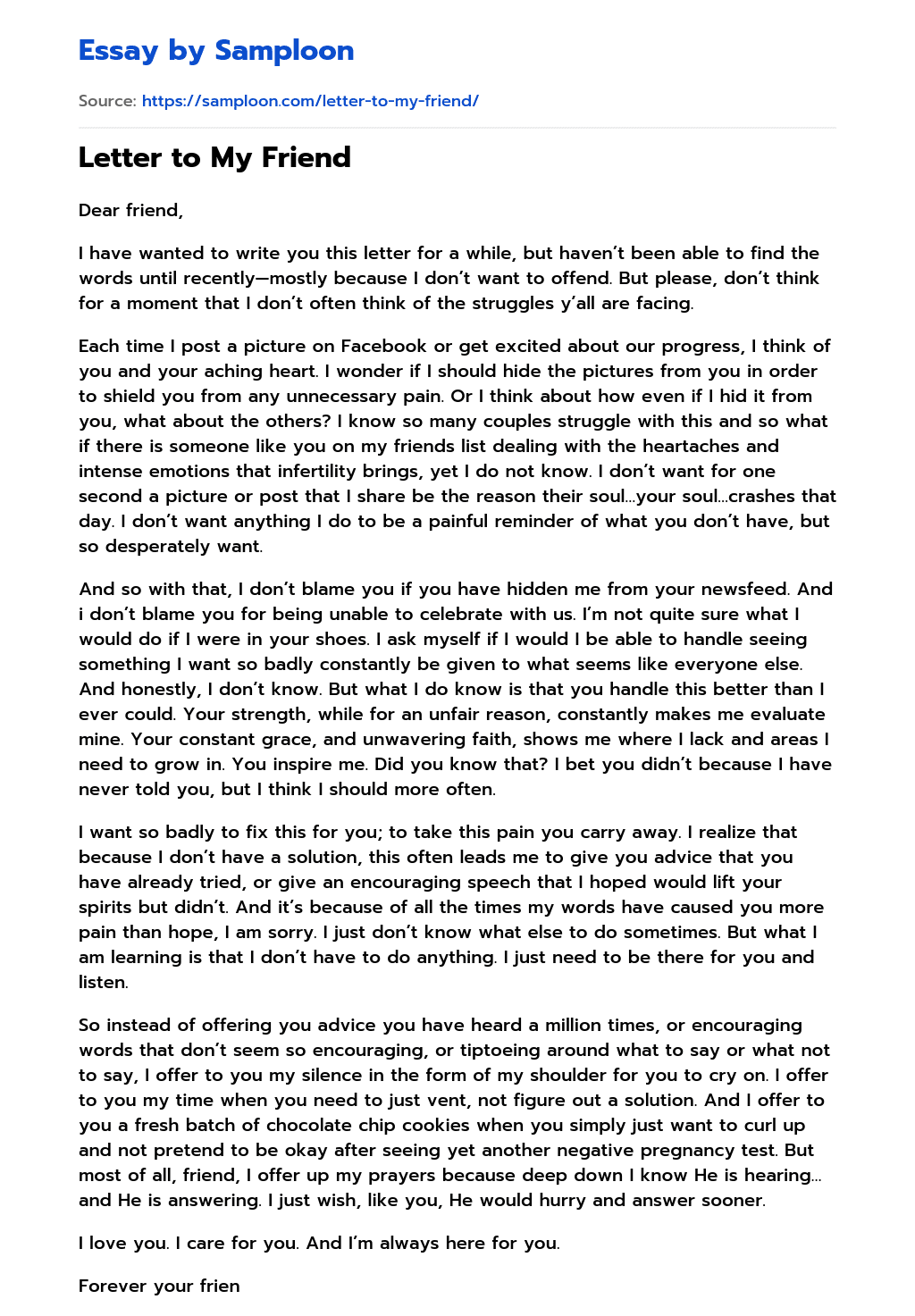 Letter to My Friend essay