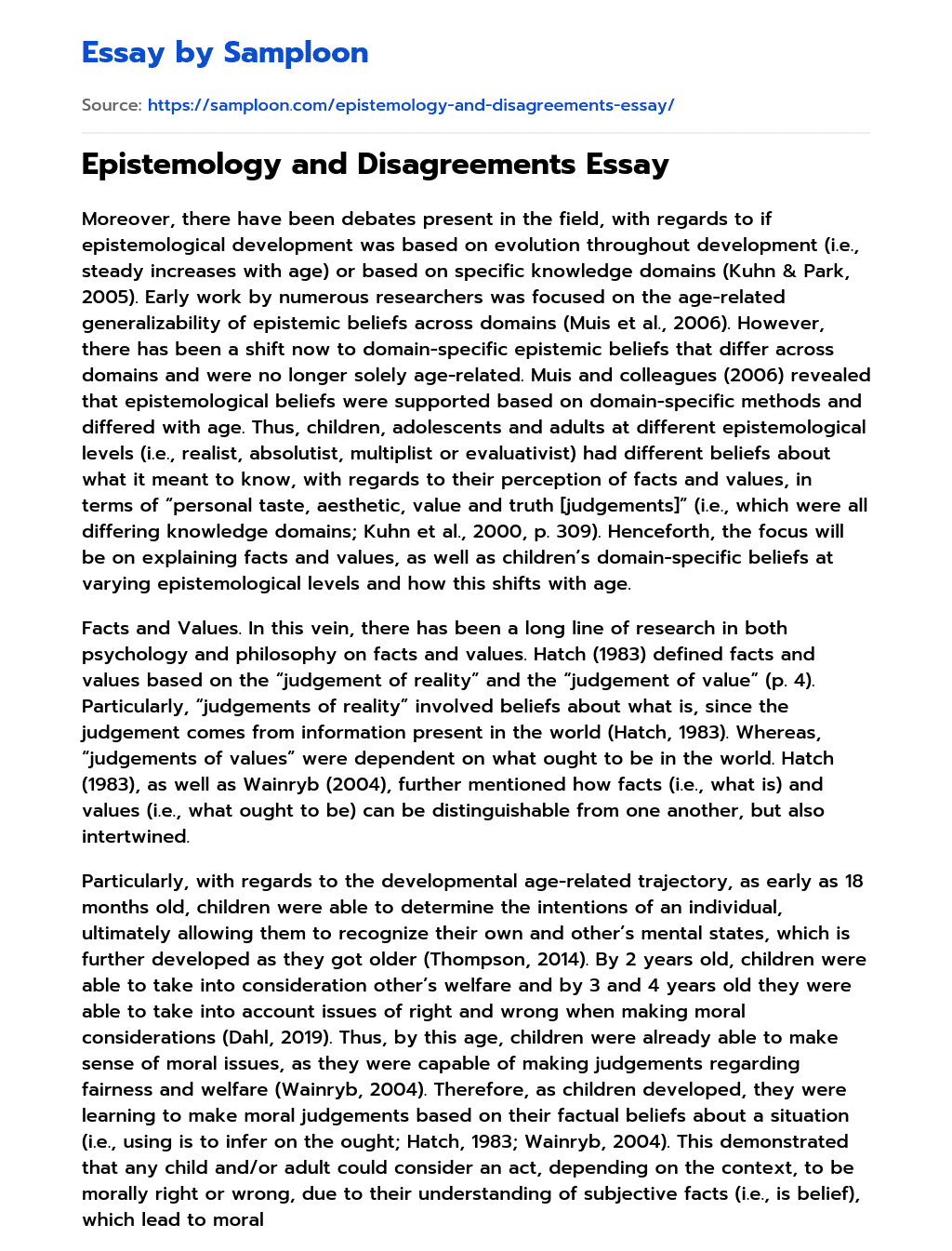 Epistemology and Disagreements Essay essay