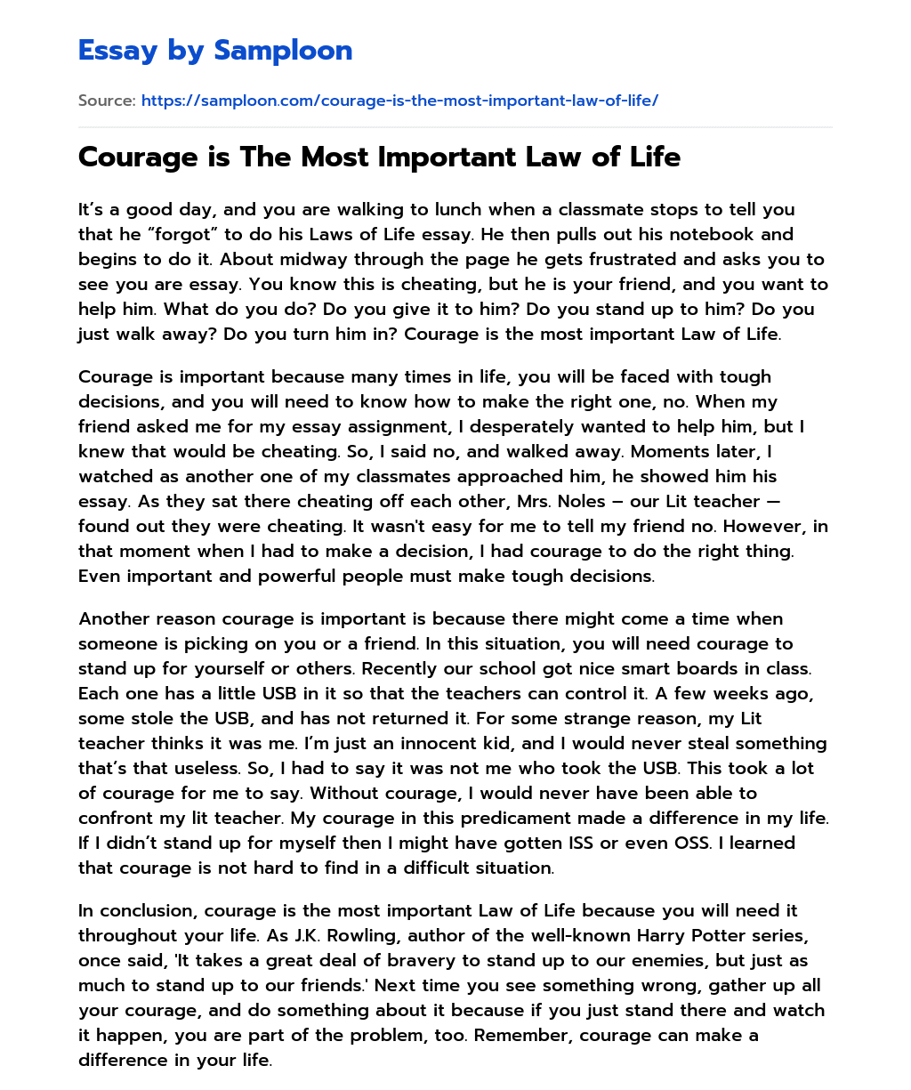 laws of life essay submission