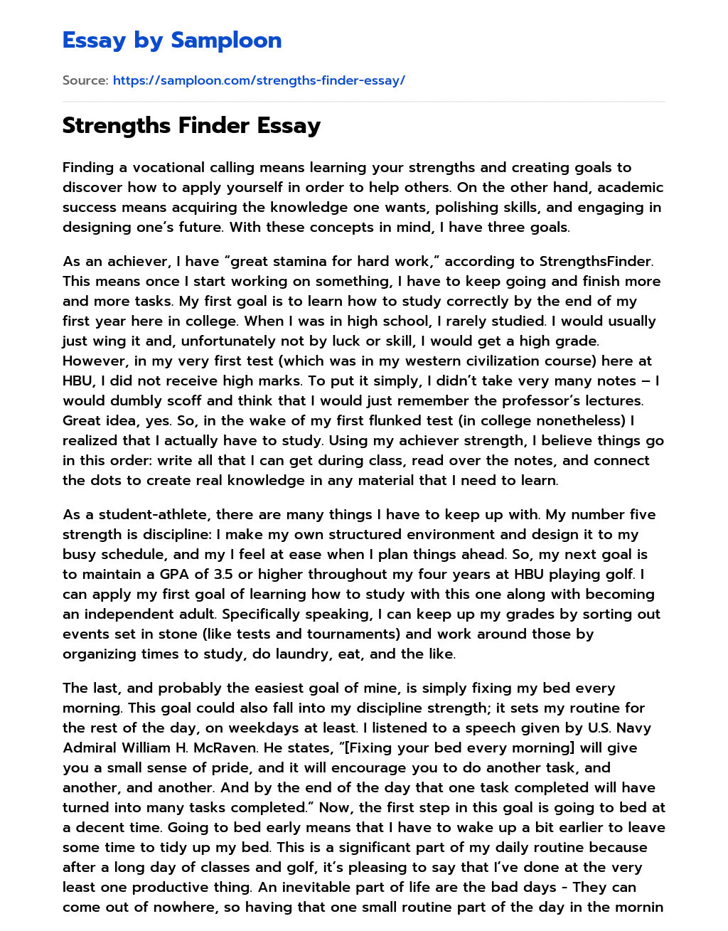 Strengths Finder Essay essay