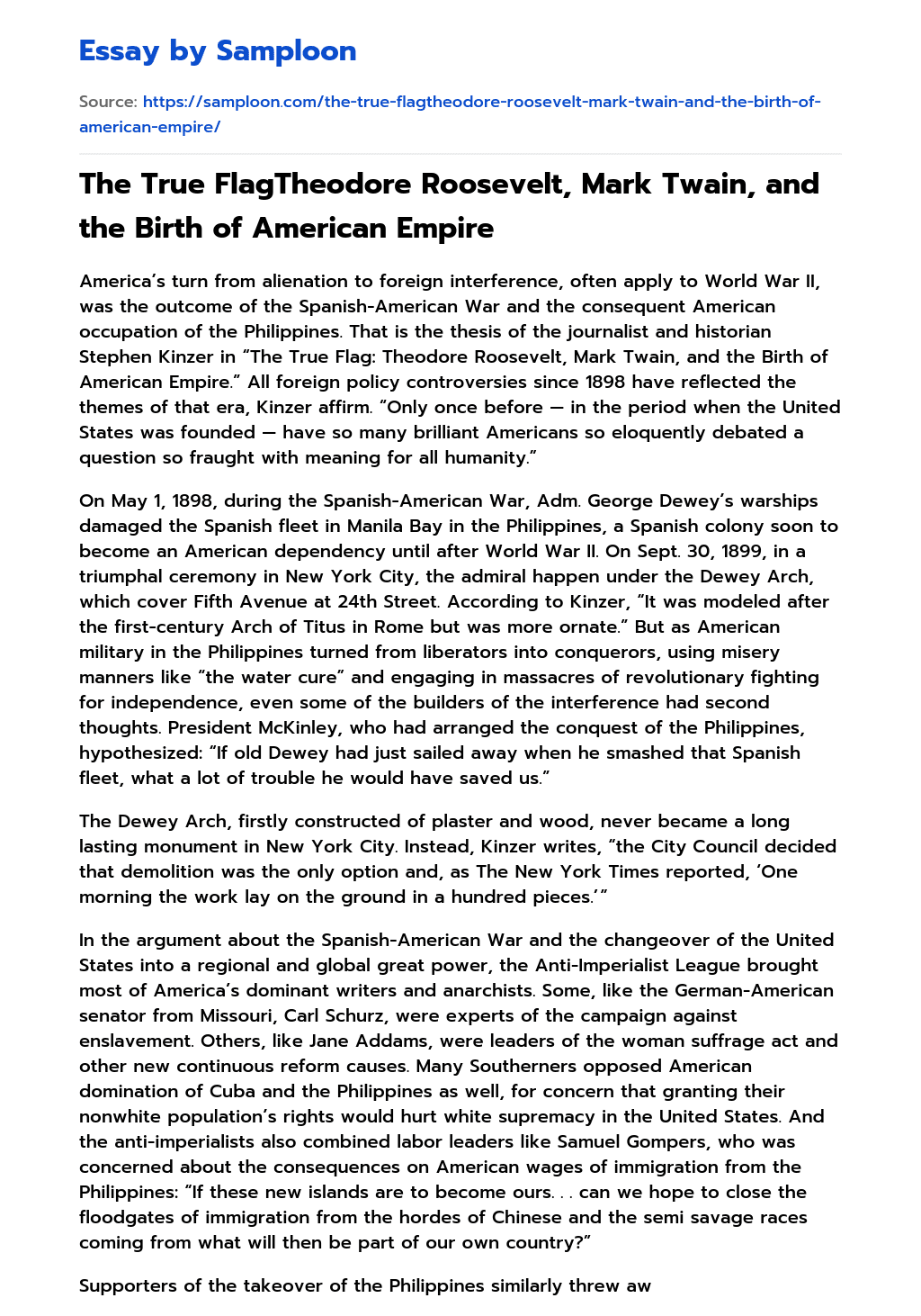 The True FlagTheodore Roosevelt, Mark Twain, and the Birth of American Empire  essay