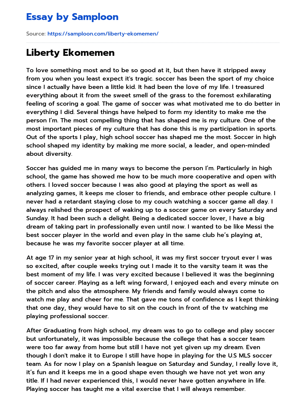 Liberty Ekomemen essay