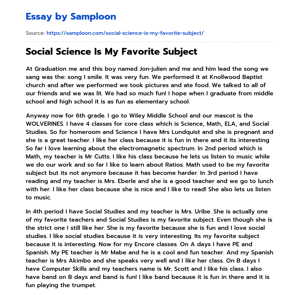 Social Science Is My Favorite Subject essay