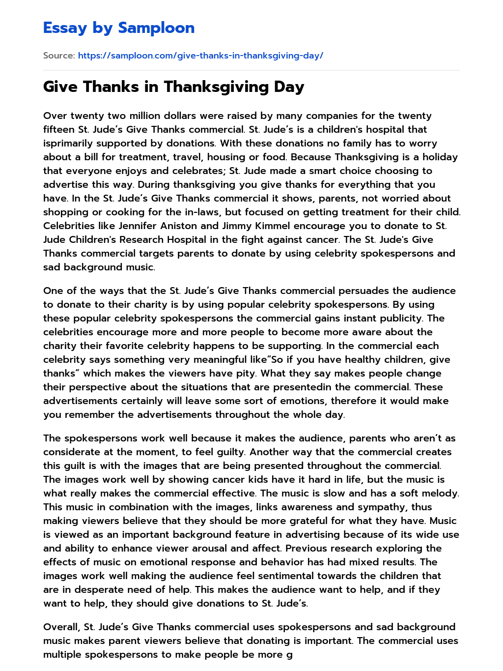 Give Thanks in Thanksgiving Day essay