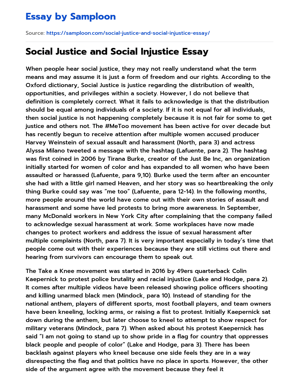 social injustice definition essay