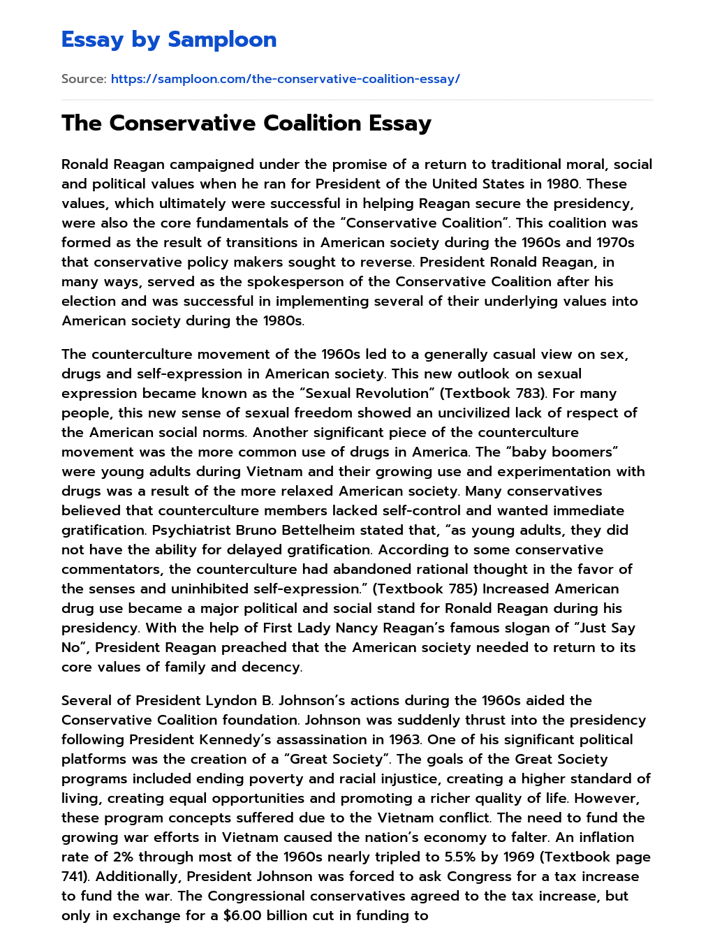 The Conservative Coalition Essay essay