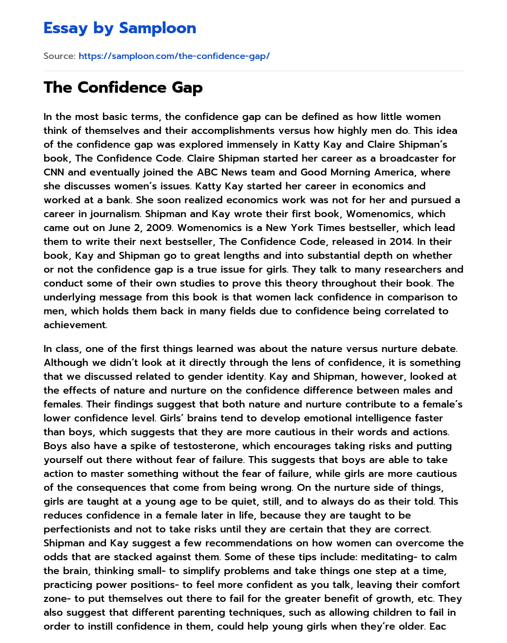 The Confidence Gap  essay