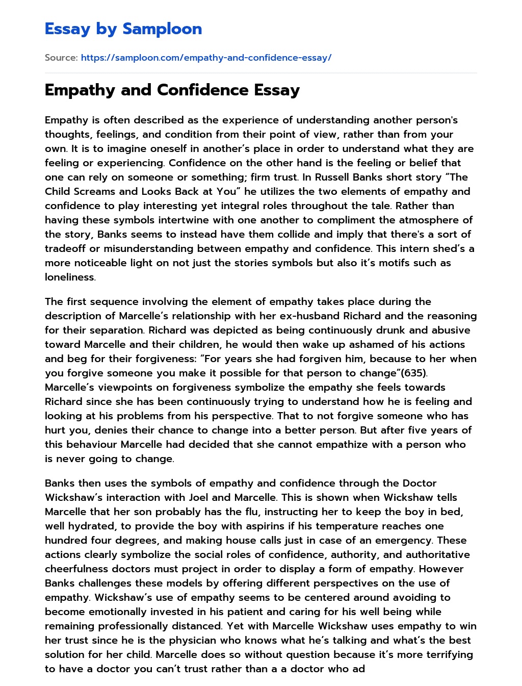 Empathy and Confidence Essay essay